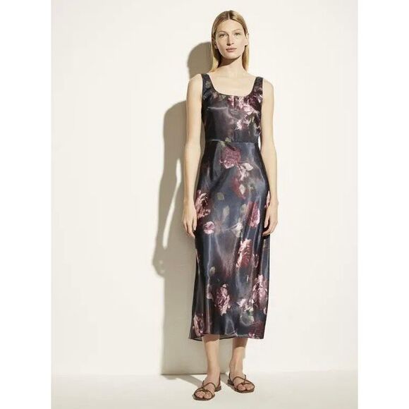 Vince Dresses & Skirts - NEW VINCe. Women’s 2 Night Garden Navy Purple Floral Slip Dress